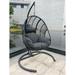 Black color PE Wicker Swing Egg chair with Antracite Color Cushion And Black Color Base for Outdoor Indoor