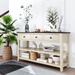 Retro Design Console Table with Two Open Shelves, Pine Solid Wood Frame and Legs for Living Room,Console Tables