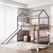 Concise & Unique Twin Size Loft Bed with Slide, House Bed with Solid Pine Legs and Durable Frame, Full-length Guardrail