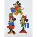 Disney Holiday | 3 Vintage Mickey & Minnie Mouse Wooden Cut Out Folk Art Ornament Hand Painted 5" | Color: Black/Blue | Size: Os