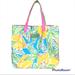 Lilly Pulitzer Bags | Lilly Pulitzer X Este Lauder Summer Lemon Print Tote Shoulder Bag | Color: Blue/Yellow | Size: Os