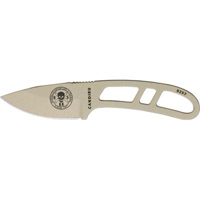Esee Candiru Series Tan Fixed Blade Knife 2in Desert Tan Carbon/Powder Coat Stainless Skeletonized Handle ESCANDT