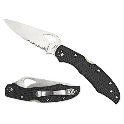Byrd Cara Cara2 Folding Knife - Stainless Steel Blade Black FRN Handle Partially Serrated