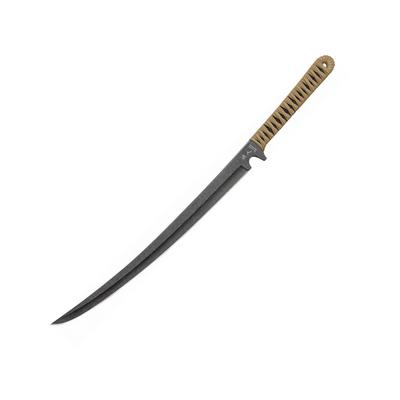 United Cutlery Ronin to Sword Khaki 26.5in Overall 17in Black Stonewash SS Blade Tan Cord Wrapped Faux Rayskin Handle Tan Nylon Sheath Black UC3272