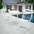 MoNiBloom 3 Pieces Patio Bistro Dining Furniture Set, Round Table & Chairs for Porch Yard Balcony Garden Metal in White | 23.5 W x 23.5 D in | Wayfair