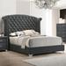 Rosdorf Park Velvet Queen Bed In Grey & Chrome Upholstered/Velvet | 66.25 H x 81 W x 81 D in | Wayfair 9E081FA7BF8C47B89707CBC50CA5C219