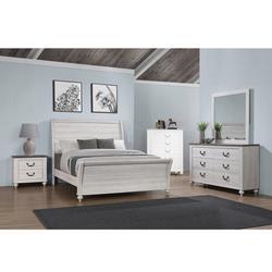 One Allium Way® 4 Piece Sleigh Panel Eastern Bedroom Set In Ash Brown & Vintage White in Brown/White | 55 H x 65.25 W x 95.7 D in | Wayfair