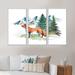 Loon Peak® Red Fox In Winter Forest Landscape - Traditional Framed Canvas Wall Art Set Of 3 Canvas, Wood in White | 20 H x 36 W x 1 D in | Wayfair