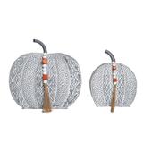 The Holiday Aisle® 2 Piece Cream Harvest Patterned Pumpkins Metal | 11.5 H x 11.75 W x 4.5 D in | Wayfair 63918DFBDEF14141AEEB5E5D02789E62