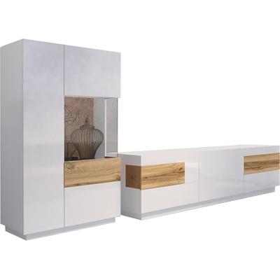 Wohnwand INOSIGN "Silke", weiß (weiß hochglanz, votaneichefarben), Kastenmöbel-Sets, (2-tlg.) Image