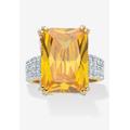 Women's Yellow Gold Plated 21 3/8Ct Tdw Emerald Cut Yellow Cz Ring Jewelry by PalmBeach Jewelry in Cubic Zirconia (Size 10)