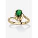 Women's Yellow Gold Plated Simulated Birthstone And Round Crystal Ring Jewelry by PalmBeach Jewelry in Emerald (Size 9)