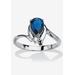 Women's Silvertone Simulated Pear Cut Birthstone And Round Crystal Ring Jewelry by PalmBeach Jewelry in Sapphire (Size 7)