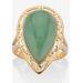 Women's Yellow Gold Over Sterling Silver Genuine Green Jade Cutout Halo Ring by PalmBeach Jewelry in Jade (Size 7)