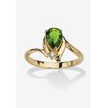 Women's Yellow Gold Plated Simulated Birthstone And Round Crystal Ring Jewelry by PalmBeach Jewelry in Peridot (Size 7)