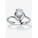 Women's Silvertone Simulated Pear Cut Birthstone And Round Crystal Ring Jewelry by PalmBeach Jewelry in Diamond (Size 10)