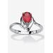 Women's Silvertone Simulated Pear Cut Birthstone And Round Crystal Ring Jewelry by PalmBeach Jewelry in Ruby (Size 6)