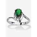 Women's Silvertone Simulated Pear Cut Birthstone And Round Crystal Ring Jewelry by PalmBeach Jewelry in Emerald (Size 8)