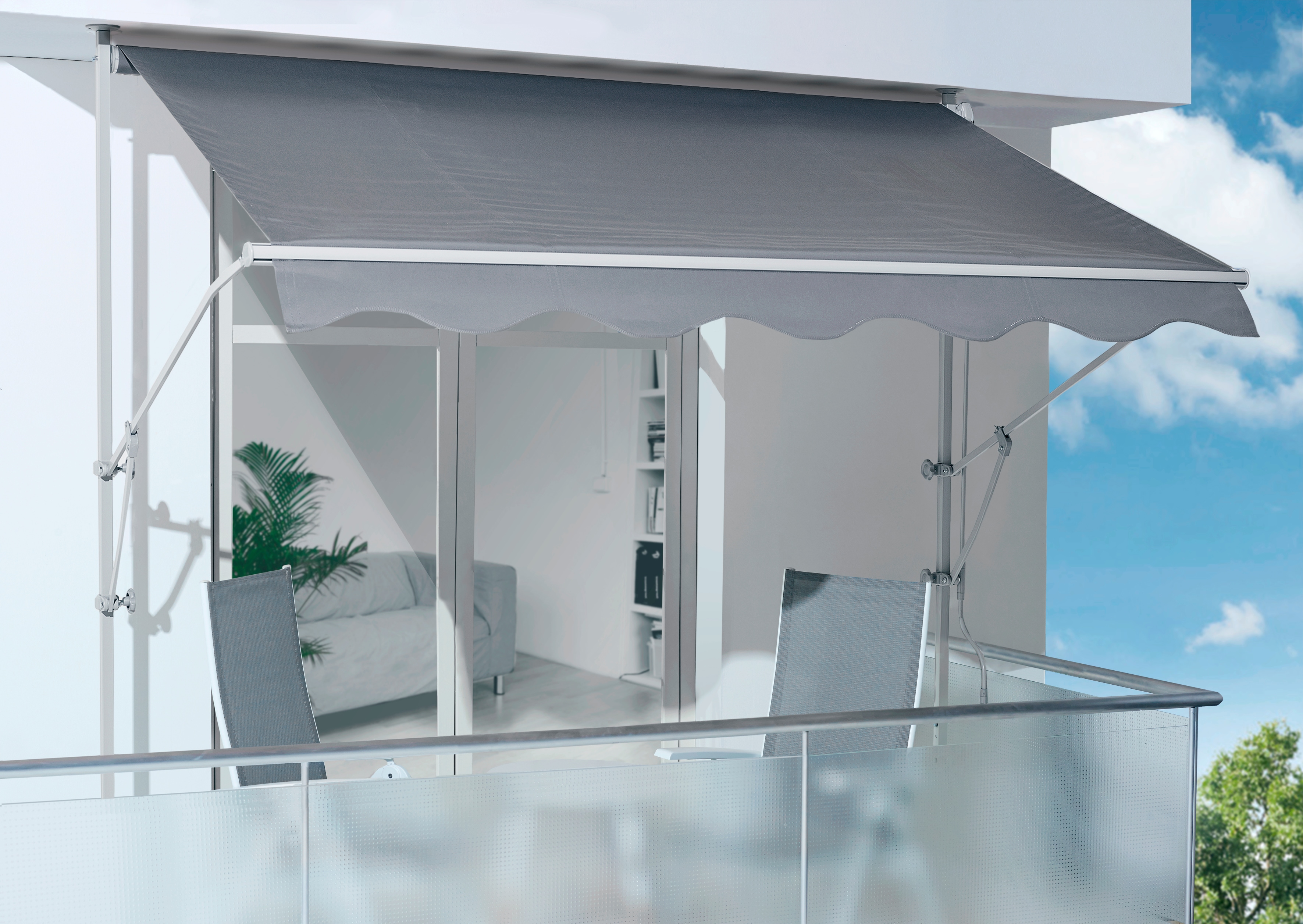 Klemmmarkise SPETTMANN "LINE", grau, B:250cm H:280cm, Polyester, Markisen, 250 cm Breite, 150 cm Ausfall Image