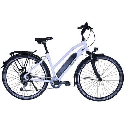 E-Bike HAWK BIKES "HAWK" E-Bikes Gr. 46 cm, 28 Zoll (71,12 cm), grau (hellgrau) E-Bikes