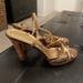 Coach Shoes | Coach “Stephany” Gold Strappy Heels Size 10 | Color: Gold | Size: 10