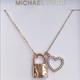 Michael Kors Jewelry | Michael Kors Rose Gold-Tone Padlock Crystal Heart Pendant Necklace | Color: Gold | Size: Os