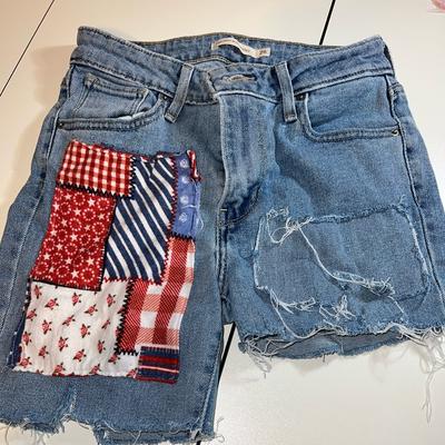 Levi's Shorts | Upcycled Levis-Handmade Shorts | Color: Blue/Red | Size: 0