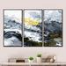 Wrought Studio™ Gold White & Yellow Marble Clouds III - Modern Framed Canvas Wall Art Set Of 3 Canvas, Wood in White/Yellow | 20 H x 36 W in | Wayfair