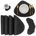 Faux Leather Placemats Set of 4, Table Mats with 4 Wedge Coasters for Kitchen Dinning Tables (Black, 8 Pieces)