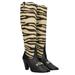 Gucci Shoes | Gucci Horsebit Logo Black Zumi Tiger Print Pony Leather Knee High Boots | Color: Black/Cream | Size: 9.5