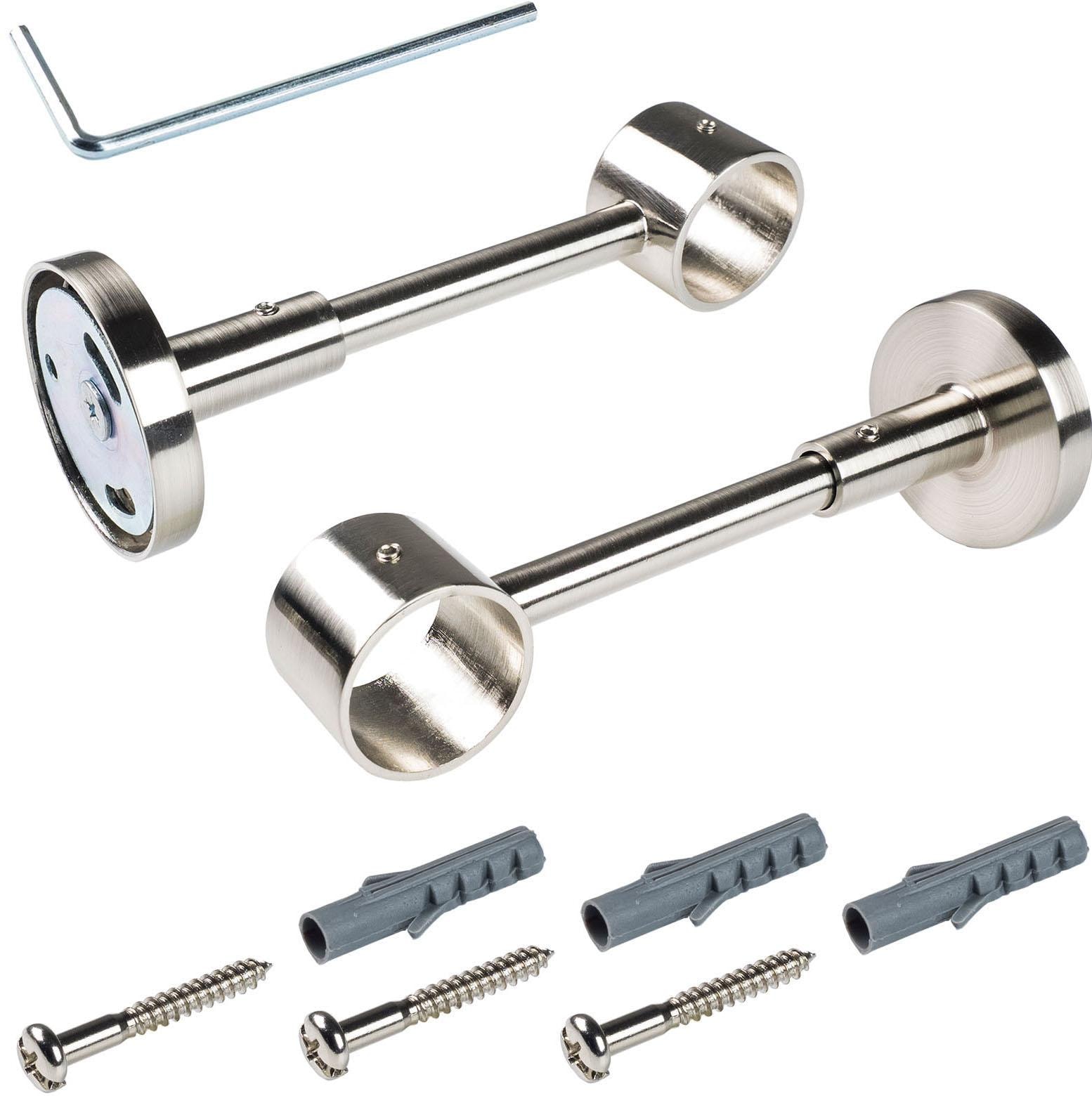 Träger LIEDECO, silber (edelstahlfarben), L:14,5cm Ø:2,8cm, Gardinenstangenhalterungen, für Gardinenstangen Ø 28 mm Image