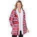 Plus Size Women's Sherpa Lined Collar Microfleece Bed Jacket by Dreams & Co. in Classic Red Fair Isle (Size 2X) Robe