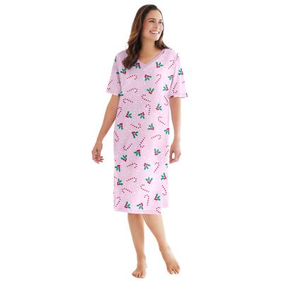Plus Size Women's Print Sleepshirt by Dreams & Co. in Pink Candy Cane (Size 7X/8X) Nightgown