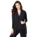 Plus Size Women's Ultrasmooth® Fabric Long-Sleeve Cardigan by Roaman's in Black Sparkle (Size 26/28) Stretch Jersey Topper