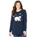 Plus Size Women's Cozy Critter Sweater by Catherines in Navy Polar Bear (Size 4X)