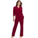 Plus Size Women's Velour Jogger Set by Roaman's in Rich Burgundy (Size 22/24)