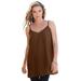 Plus Size Women's V-Neck Cami by Roaman's in Chocolate (Size 14 W) Top