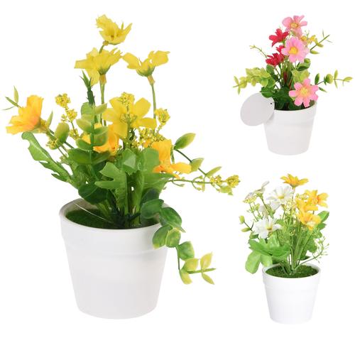 12 x Kunstblumen in stilvollem Topf H 13,5 cm - Kunstpflanzen - Dekoblumen - Künstliche Blumen im Topf