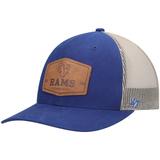 Men's '47 Royal/Natural Los Angeles Rams Rawhide Trucker Adjustable Hat