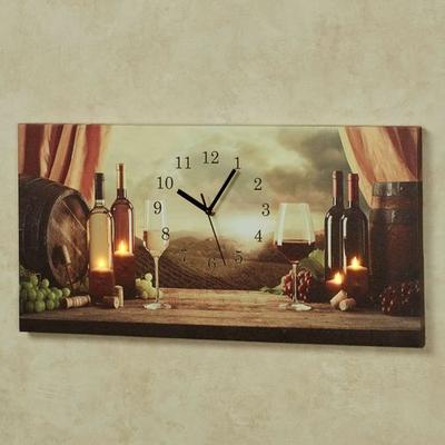 Wine LED Lighted Canvas Wall Art with Clock Multi Warm , Multi Warm