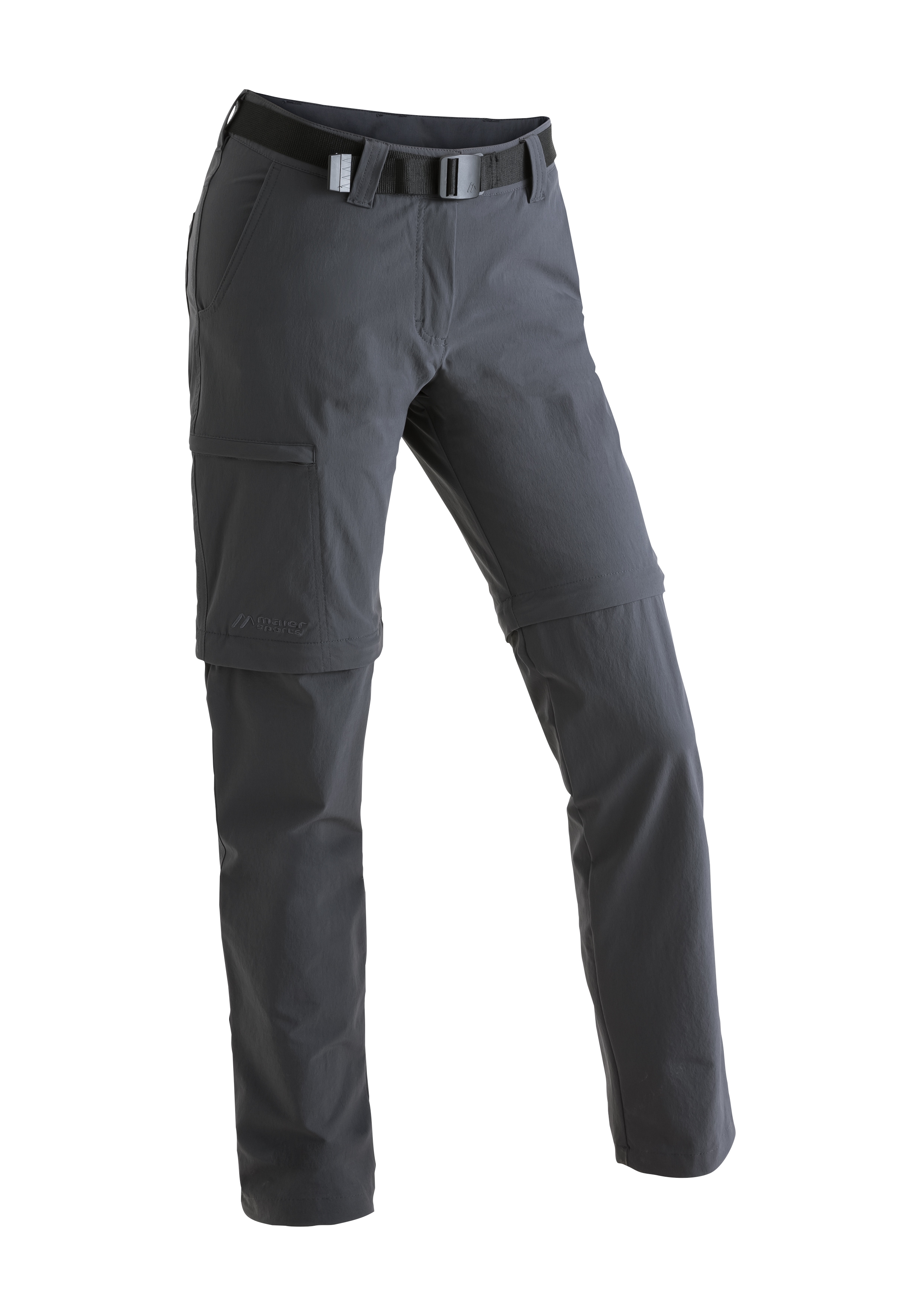 Funktionshose MAIER SPORTS "Inara slim zip", Damen, Gr. 40, Normalgrößen, grau, 90% Polyamid, 10% Elasthan, Hosen, Damen Wanderhose, zipp-off Outdoor-Hose, 4 Taschen, Slim Fit Image