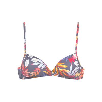 Triangel-Bikini-Top VIVANCE "Leilani", Damen, Gr. 38, Cup B, grau (grau, bedruckt), Microfaser, Recycling-Polyamid, Microfaser, bedruckt, floral, Bikini-Oberteile, Bedruckt – jedes Teil ein Unikat Image