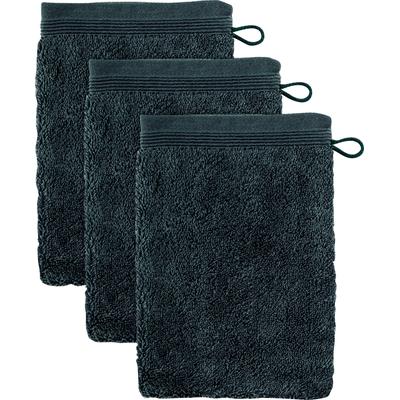 Waschhandschuh MÖVE "Superwuschel", grau (dunkelgrau), B:15cm L:20cm, Baumwolle, Waschlappen, Waschhandschuh Set mit Bordüre, 100% Premium Cotton Baumwolle, weich Image