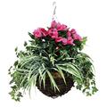 Blooming Artificial Outdoor Plant, Weather Resistant, Faux Decorative Flowers, Easy Care, Perfect for Gardens and Patios (Busy Lizzie Hanging Basket) (Hot Pink) (35cm)