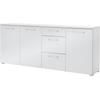 Schuhschrank GERMANIA, weiß, B:194cm H:82cm T:40cm, Spanplatte, Sicherheitsglas ESG, Schränke