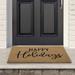 Northlight Seasonal Natural Coir "Happy Holidays" Christmas Doormat 18" x 30" Coir, Rubber in Brown | 30 H x 18 W x 0.75 D in | Wayfair