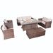 Red Barrel Studio® Sofa set of 1503 & 1106r table in 6-Piece Wicker Patio Conversation Set w/ Cushions Glass/ in Brown | 72 W in | Wayfair