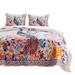 Red Barrel Studio® Tess 3 Piece King Quilt Set, Peacock, Floral Print, Multicolor in Blue/Pink/Yellow | Full Quilt + 2 Standard Shams | Wayfair