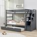 Fatlume Twin over Twin 3 Drawer Standard Bunk Bed w/ Trundle by Harriet Bee Wood in Gray | 61.4 H x 42.4 W x 94.4 D in | Wayfair