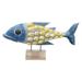 Highland Dunes Abberville Fish Decoration Scalpture Wood in Blue/Brown/White | 11.81 H x 23.62 W x 4.33 D in | Wayfair